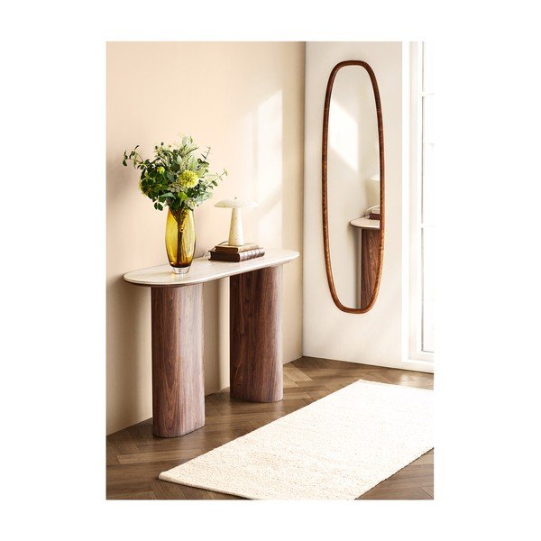 Beżowa/ciemnobrązowa konsola z ceramicznym blatem 40x120 cm Delphi – House Nordic-image-2