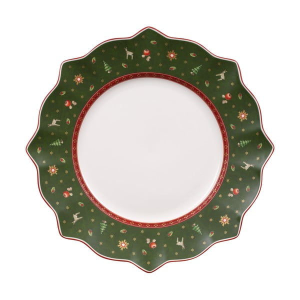 Zielony porcelanowy talerz z motywem świątecznym Villeroy & Boch, ø 28 cm