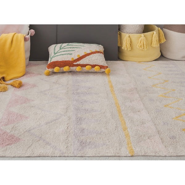 Różowo-kremowy bawełniany dywan dziecięcy tkany ręcznie odpowiedni do prania 140x200 cm Azteca Vintage Nude – Lorena Canals-image-4