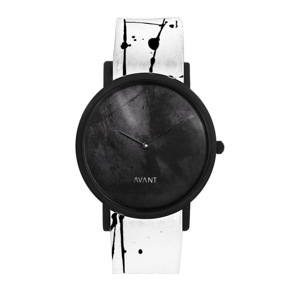 Czarny zegarek unisex z biało-czarnym paskiem South Lane Stockholm Avant Diffuse