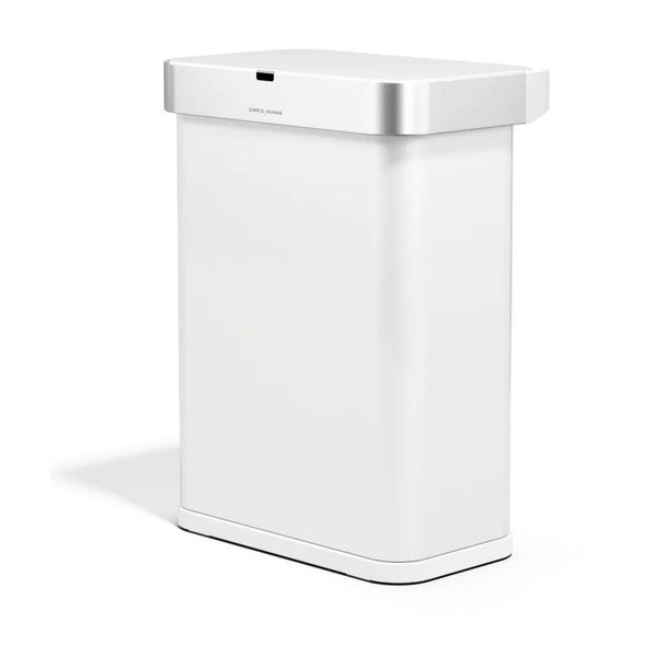 Stalowy kosz na śmieci bezdotykowy w matowym białym kolorze 58 l Sensor – simplehuman-image-2