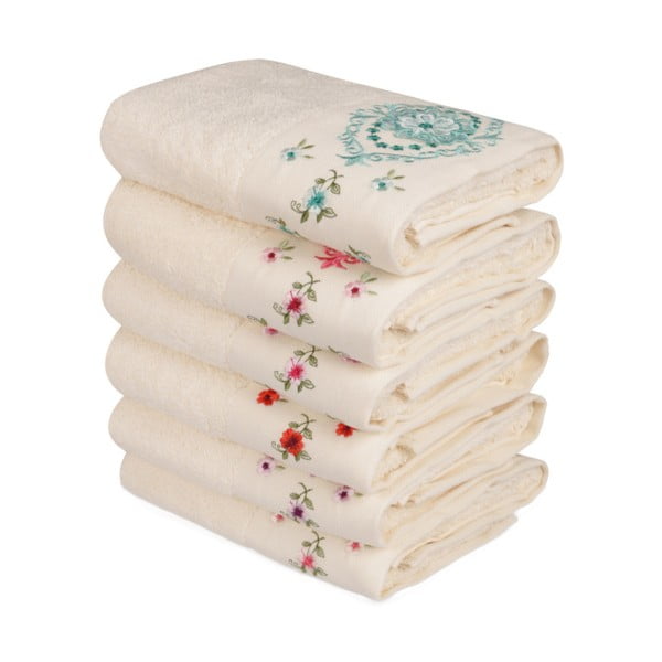 Zestaw 6 ręczników z czystej bawełny Symbiosis, 50x90 cm