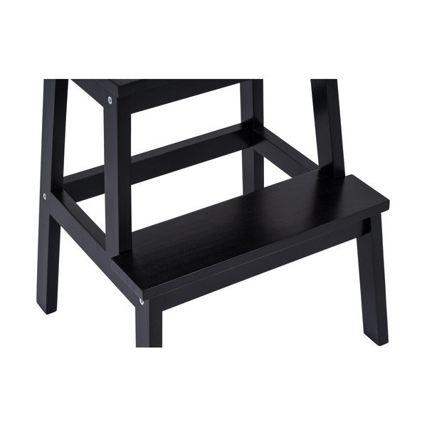 Czarny stołek z drewna kauczukowego ze schodkiem Corg – Bonami Selection-image-3