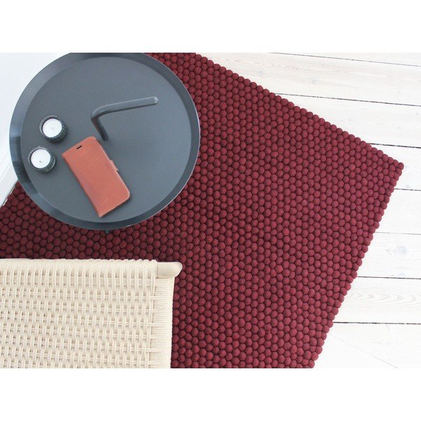 Ciemnowiśniowy wełniany dywan kulkowy Wooldot Ball Rugs, 120x180 cm-image-2