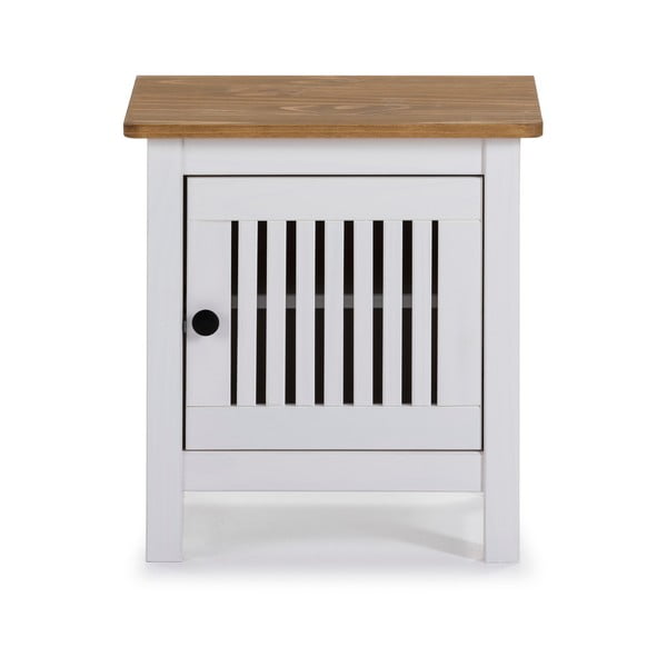 Biała drewniana szafka nocna Marckeric Bruna-image-2