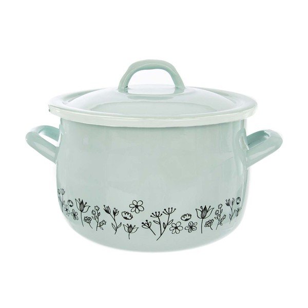 Miętowy emaliowany garnek z pokrywką Orion Meadow, 4,8 l