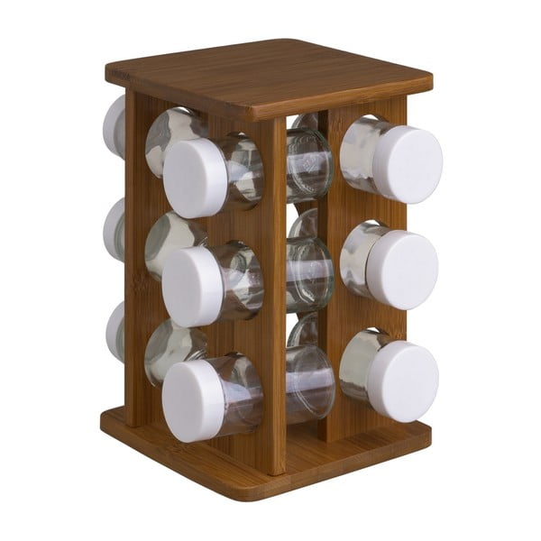 Zestaw pojemników na przyprawy 12 szt. ze stojakiem Bamboo Walnut – Casa Selección