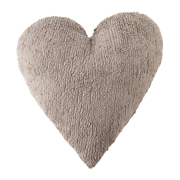 Beżowa poduszka bawełniana wykonana ręcznie Lorena Canals Heart, 47x50 cm
