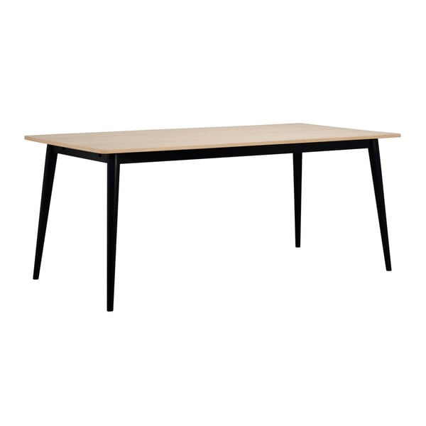 Stół z blatem z dekorem jasnego drewna dębowego i czarnymi nogami Rowico Pan, 180x90 cm