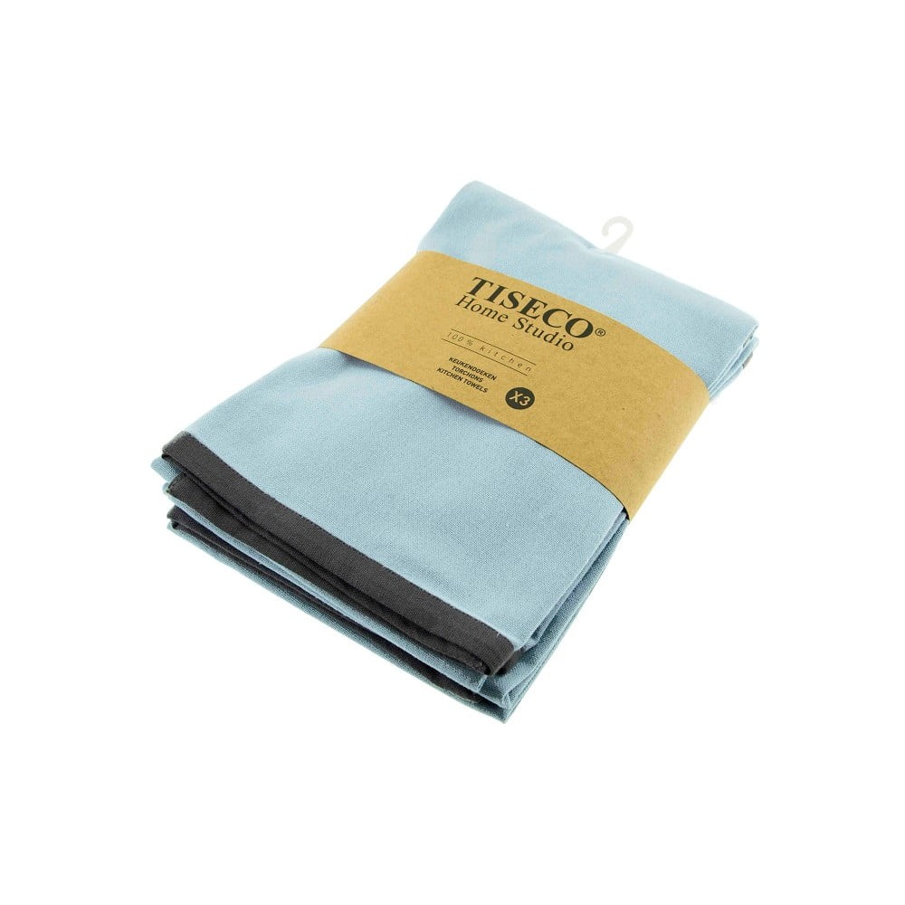 Komplet 3 jasnoniebieskich bawełnianych ścierek Tiseco Home Studio, 50x70 cm