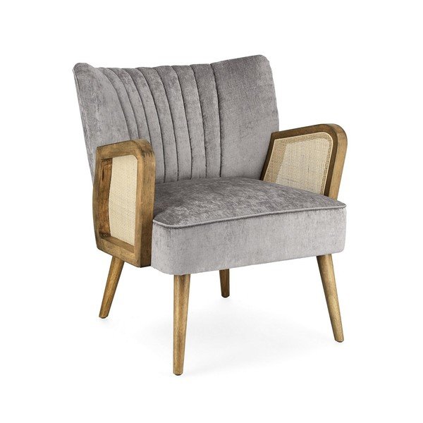 Szary aksamitny fotel Virna – Bizzotto