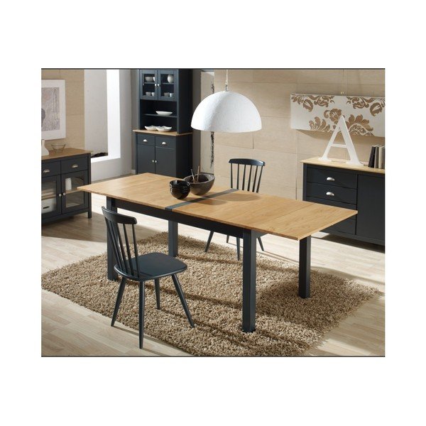 Antracytowy rozkładany stół z litego drewna sosnowego Marckeric Jade, 150x85 cm-image-3