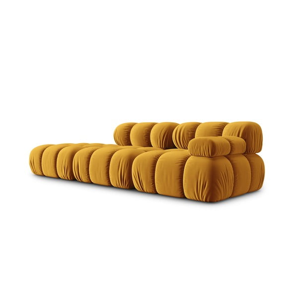 Żółta aksamitna sofa 282 cm Bellis – Micadoni Home-image-3
