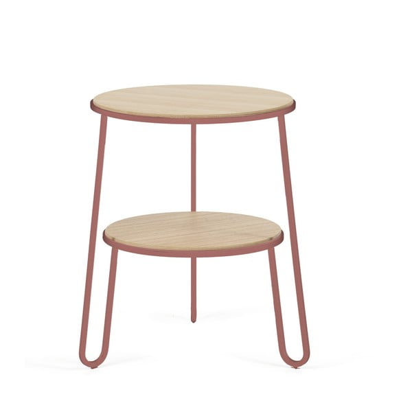 Stolik z różową metalową konstrukcją HARTÔ Anatole, ⌀ 40 cm