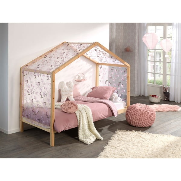 Łóżko dziecięce z litego drewna sosnowego w kształcie domku z wysuwanym łóżkiem ze schowkiem 90x200 cm DALLAS – Vipack-image-3