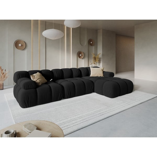 Czarna aksamitna sofa 285 cm Bellis – Micadoni Home-image-1