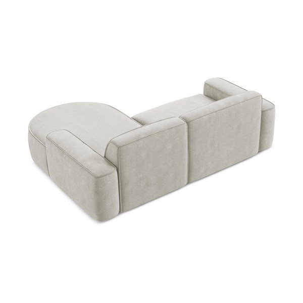 Kremowy narożnik z tkaniny szenilowej (prawostronny/z szezlongiem) Omao – Makamii-image-3