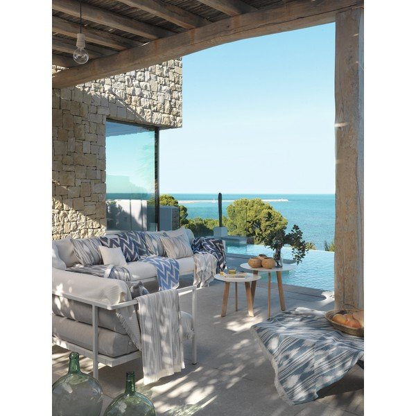 Szaroniebieski pled z domieszką bawełny Euromant Mallorca, 140x180 cm-image-2