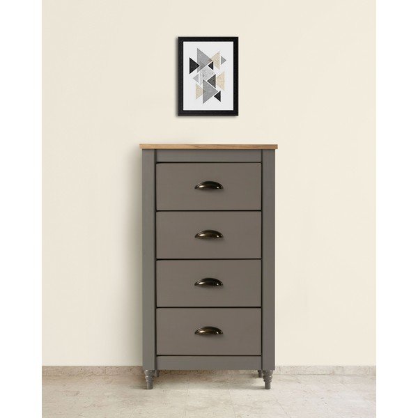 Szara komoda z litego drewna sosnowego z 4 szufladami Marckeric Joyce, wys. 83 cm-image-1