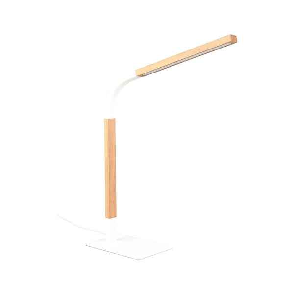 Biała lampa stołowa LED ze ściemniaczem i drewnianym kloszem (wys. 73,5 cm) Norris – Trio-image-1