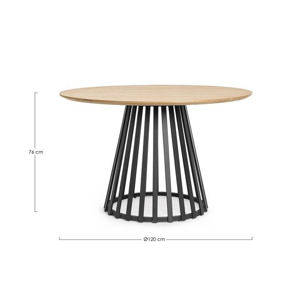 Okrągły stół z blatem w dekorze jesionu ø 120 cm Cillian – Bizzotto-image-4