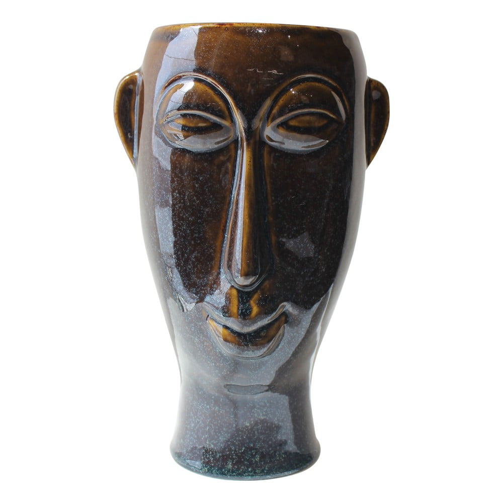 Ciemnobrązowy porcelanowy wazon PT LIVING Mask, wys. 27,2 cm