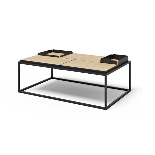 Czarny stolik z blatem w dekorze dębu 75x120 cm Douro – TemaHome-image-2