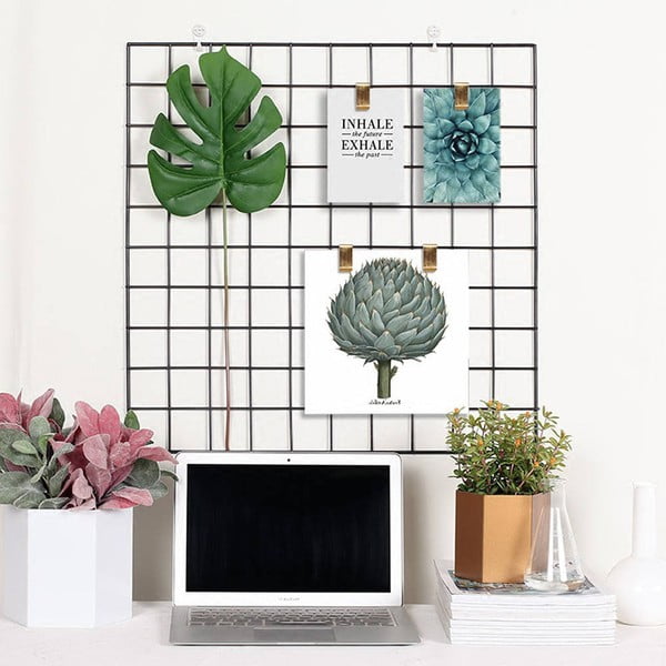 Czarna metalowa kratka-organizer Reminder, 60x60 cm-image-1