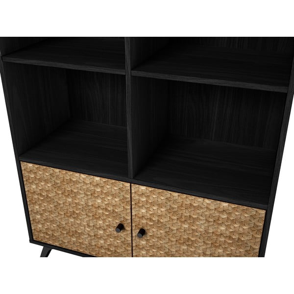 Czarny regał w dekorze drewna egzotycznego 92x160 cm Hanoi – Marckeric-image-1