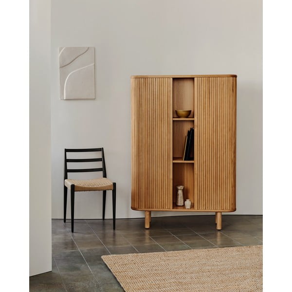 Szafka w dekorze jesionu z drzwiami przesuwnymi w naturalnym kolorze 110x160x40 cm Mailen – Kave Home-image-1