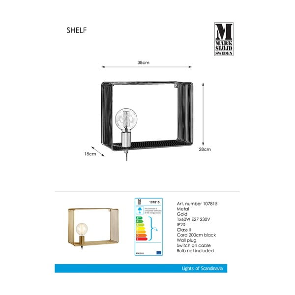 Kinkiet w kolorze złota Markslöjd Shelf Wall Gold-image-2