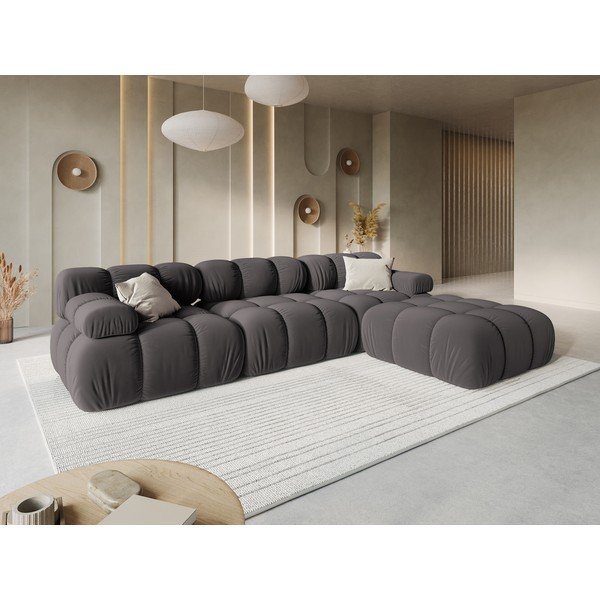 Ciemnoszara aksamitna sofa 282 cm Bellis – Micadoni Home-image-1