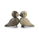 Zestaw 2 figurek z litego drewna dębowego Kay Bojesen Denmark Lovebirds