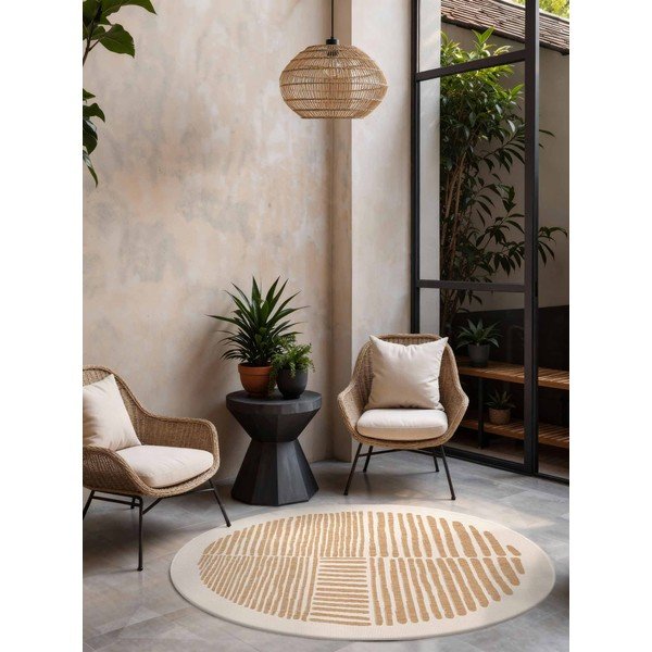 Kremowy/w naturalnym kolorze okrągły dywan odpowiedni na zewnątrz ø 200 cm Haringey Bounds – Ted Baker-image-1