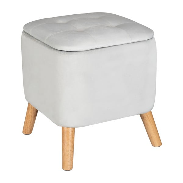 Jasnoszary aksamitny taboret – Wenko-image-2