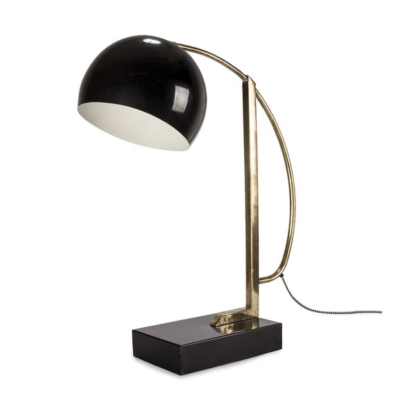 Lampa stołowa w kolorze czarni z połyskiem z metalowym kloszem (wys. 56 cm) Antique – HF Living