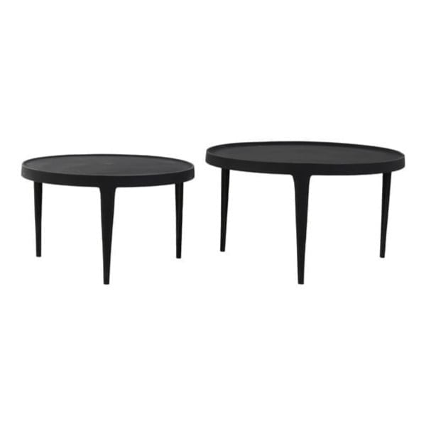 Czarne okrągłe stoliki zestaw 2 szt. ø 75 cm Tobias – Light & Living