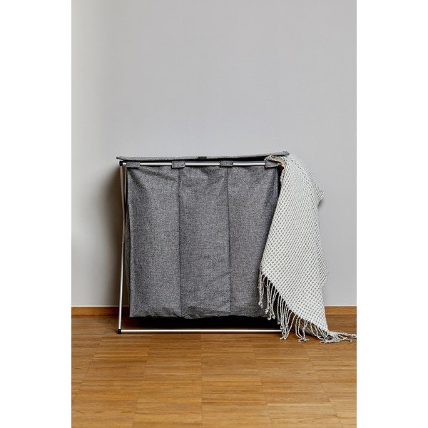 Szary kosz na pranie z 3 komorami Wenko Trio, obj. 118 l-image-1