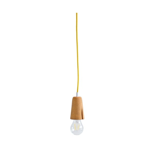 Żółta lampa wisząca z korkową oprawką Galula Sininho