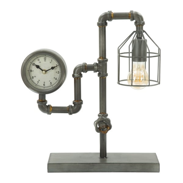 Lampa stołowa z zegarkiem Mauro Ferretti Industry Clock, 38,5x43,2 cm