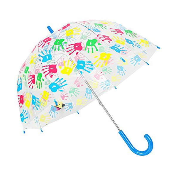 Dziecięcy przezroczysty parasol z niebieską rączką Birdcage Crook, ⌀ 72 cm