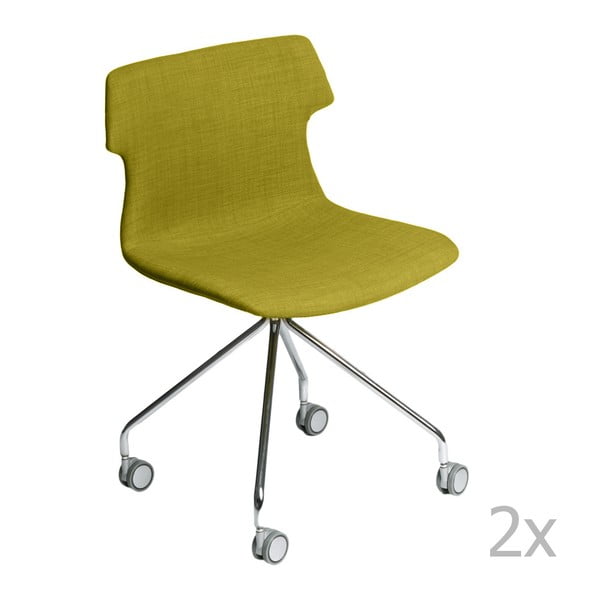 Zestaw 2 zielonych tapicerowanych krzeseł D2 Techno Roll
