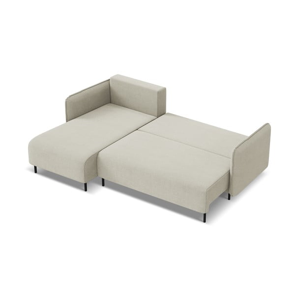 Beżowy rozkładany/ze schowkiem narożnik (lewostronny) Luana – Makamii-image-2