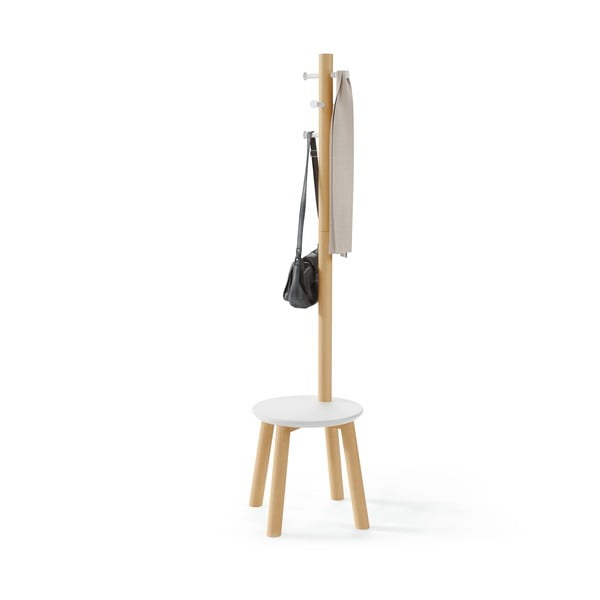 Biały wieszak z drewna kauczukowego Pillar – Umbra-image-2