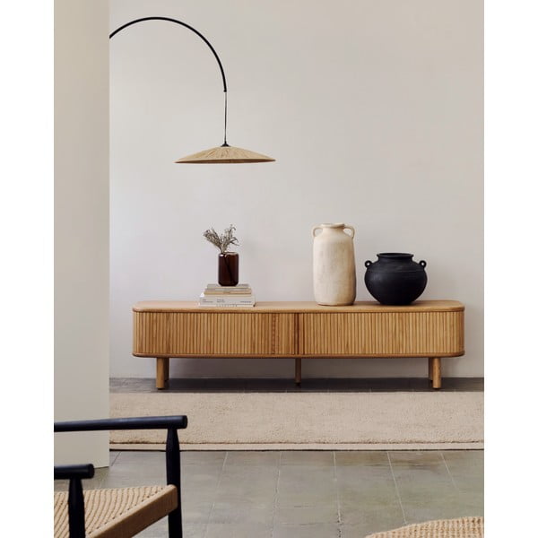 Szafka pod TV w dekorze jesionu w naturalnym kolorze 200x50x40 cm Mailen – Kave Home-image-1