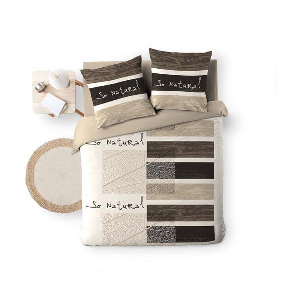 Brązowa bawełniana pościel dwuosobowa 200x200 cm So Natural – douceur d'intérieur