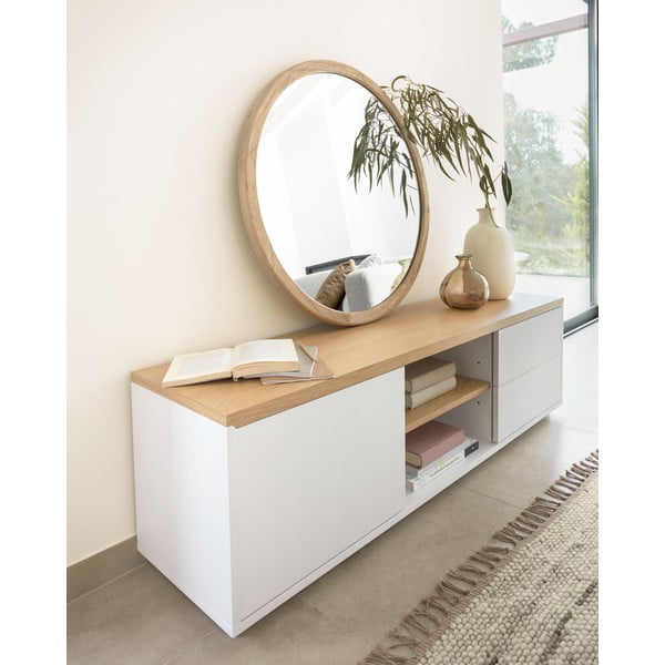 Biała szafka pod TV w dekorze dębu 150x44x36 cm Abilen – Kave Home-image-3