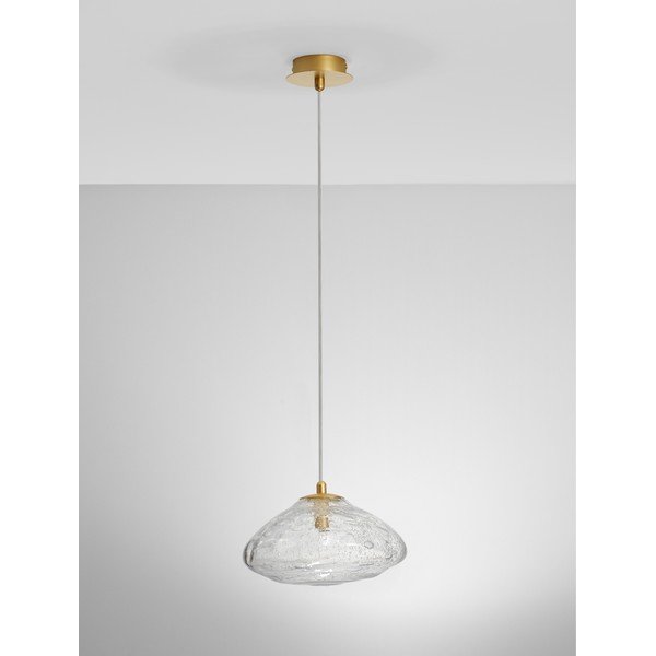Szklana lampa wisząca w kolorze mosiądzu ø 26 cm King – Nova Luce-image-3