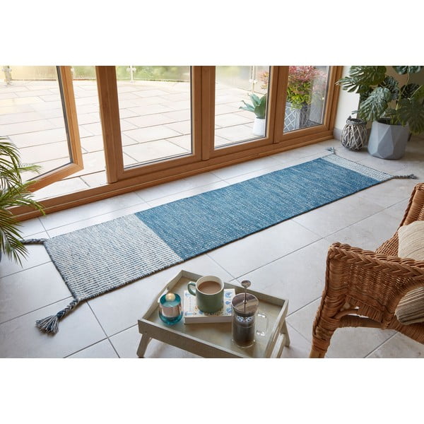 Niebieski wełniany chodnik Flair Rugs Anu, 60x200 cm-image-1
