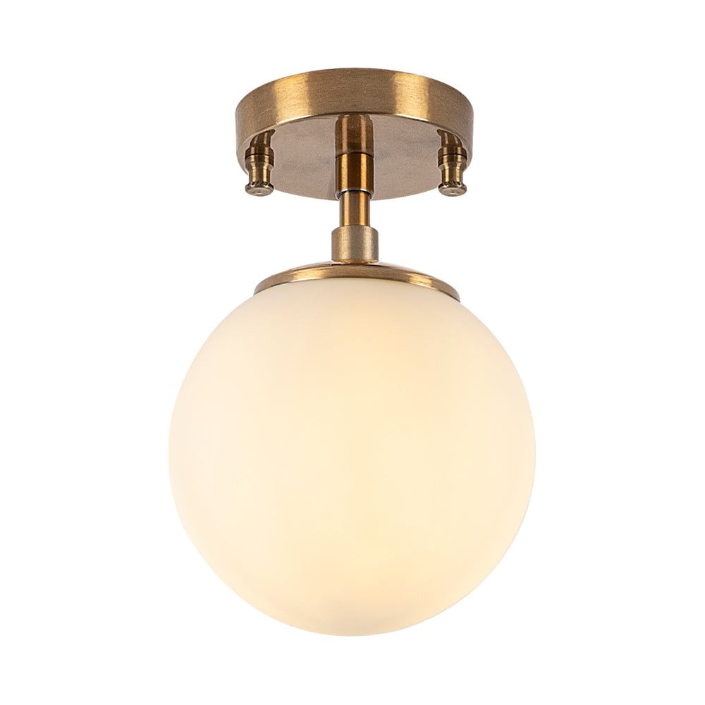 Biała/w kolorze mosiądzu lampa sufitowa ze szklanym kloszem ø 15 cm Atmaca – Opviq lights
